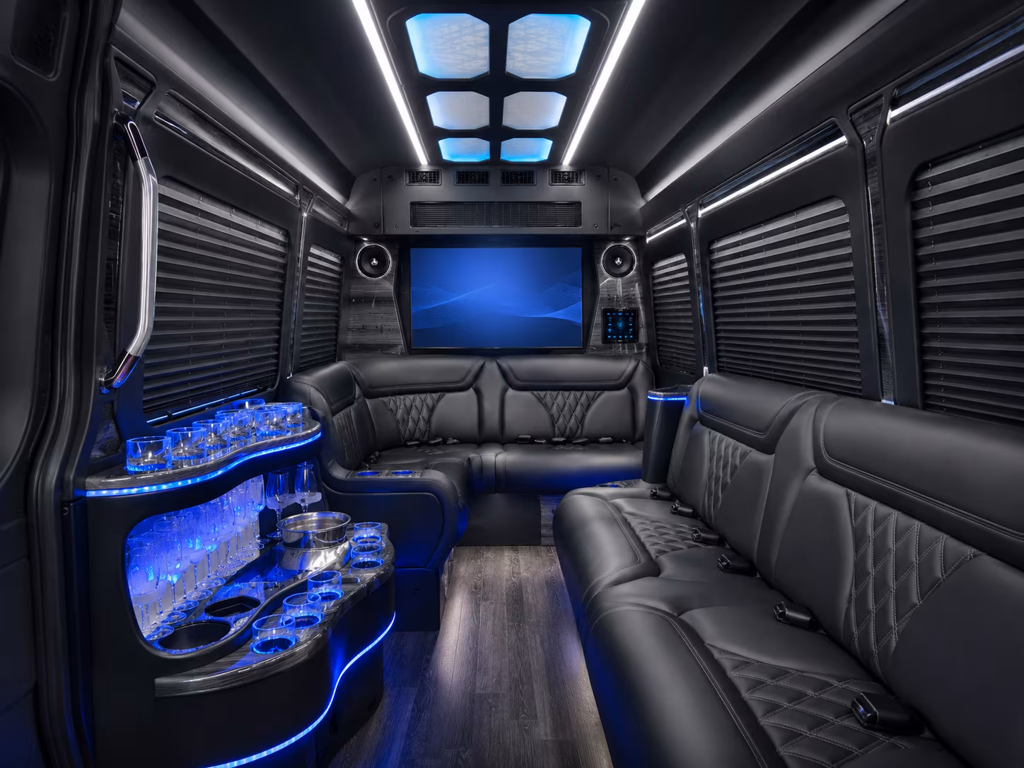 long beach 50 passenger party bus interior